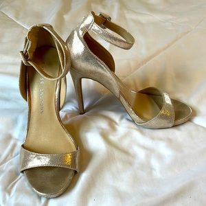 Gold Peep Toe Stilettos